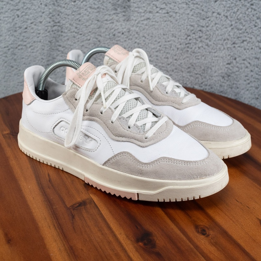 Adidas EE6040 Women's Sneakers White Pink Leather 9 Lace Up Walking Shoes